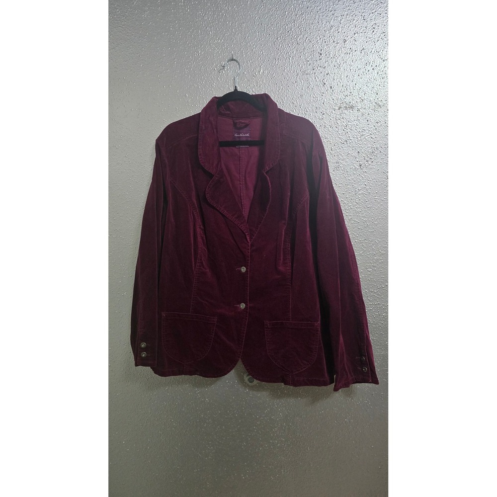Gloria Vanderbilt Burgundy Corduroy Blazer Jacket Burgundy Wine Two Button